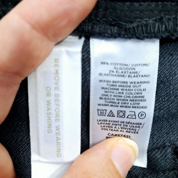 LOFT Black Distressed Denim Cut-Off Raw Hem Jean Shorts Sz 32/14 - Picture 7 of 10